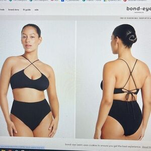 bond-eye Black Bikini Top Adjustable Straps Swimwear